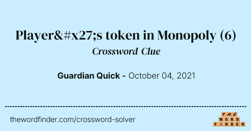 Player's token in Monopoly crossword clue image