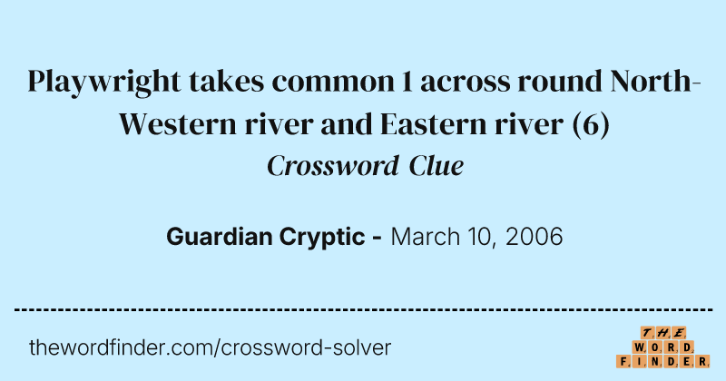 Playwright takes common 1 across round North-Western river and Eastern river crossword clue image