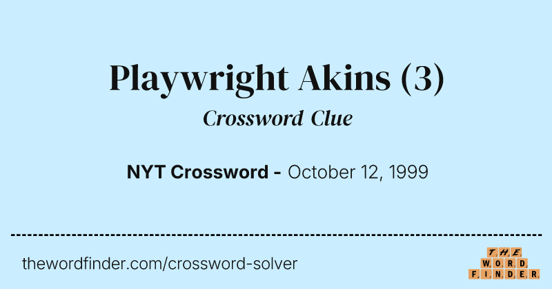 Playwright Akins crossword clue image