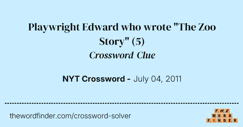 Playwright Edward who wrote "The Zoo Story" crossword clue image