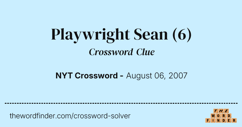 Playwright Sean crossword clue image