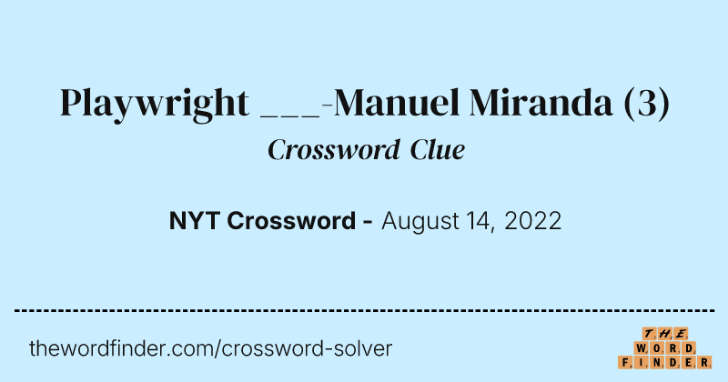 Playwright ___-Manuel Miranda crossword clue image