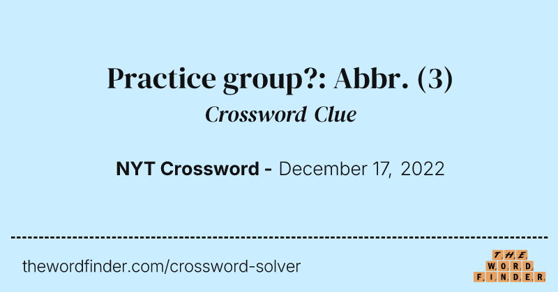 Practice group?: Abbr. crossword clue image