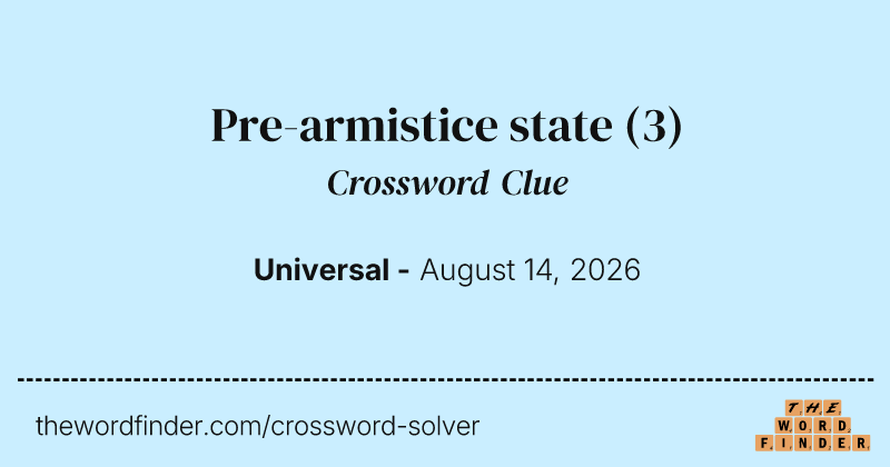 Pre-armistice state crossword clue image
