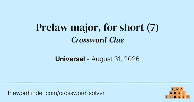 Prelaw major, for short crossword clue image