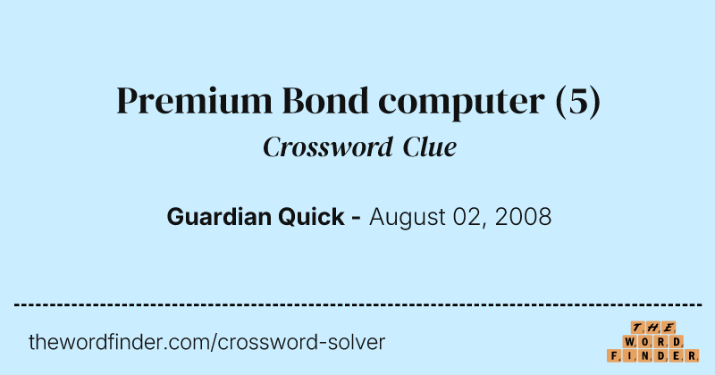 Premium Bond computer crossword clue image