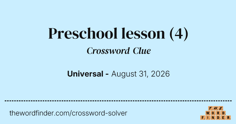 Preschool lesson crossword clue image