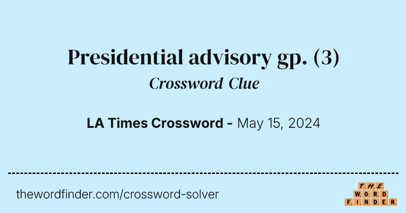 Presidential advisory gp. crossword clue image