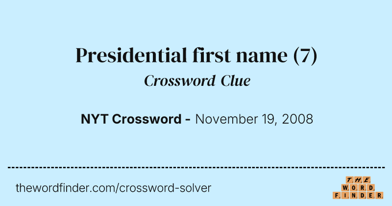 Presidential first name crossword clue image