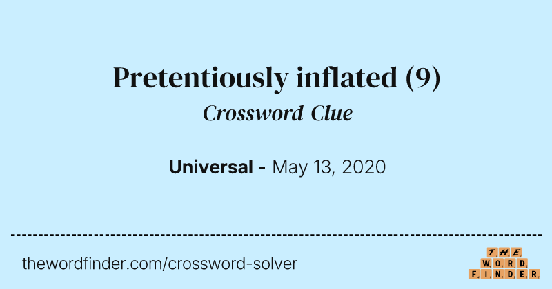 Pretentiously inflated crossword clue image