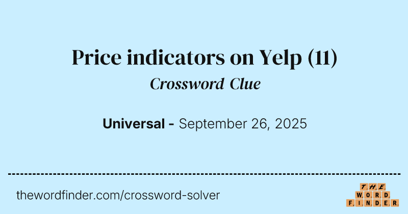 Price indicators on Yelp crossword clue image
