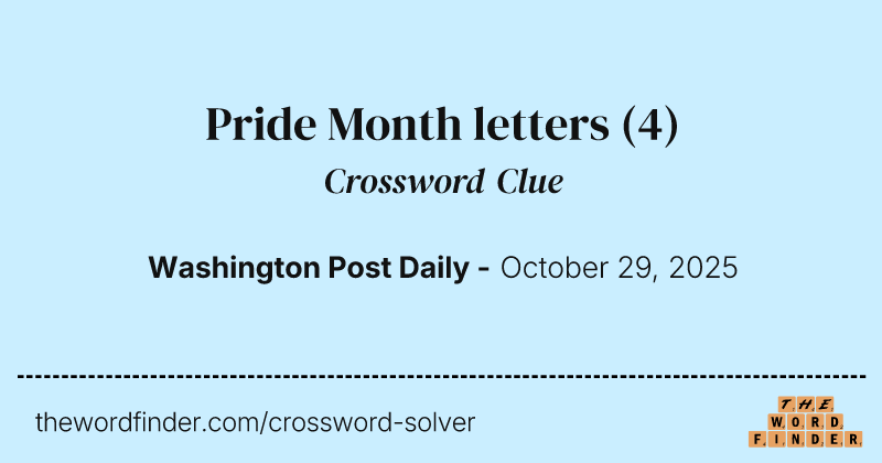Pride Month letters crossword clue image