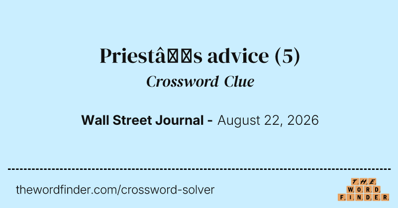 Priest’s advice crossword clue image