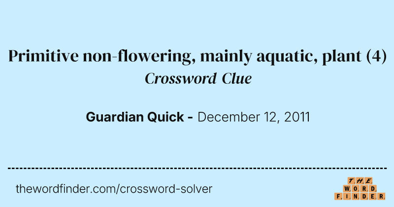 Primitive non-flowering, mainly aquatic, plant crossword clue image