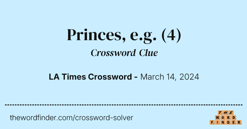 Princes, e.g. crossword clue image