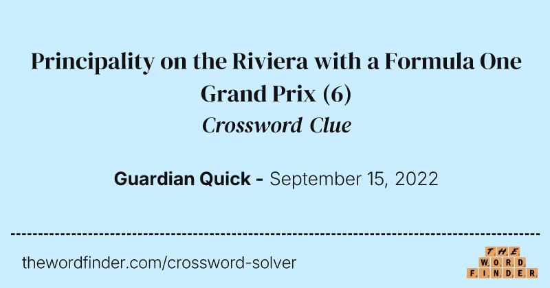 Principality on the Riviera with a Formula One Grand Prix crossword clue image
