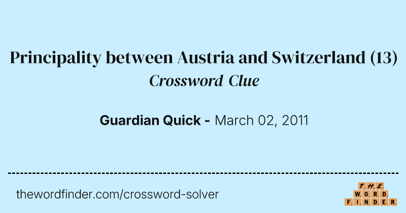 Principality between Austria and Switzerland crossword clue image