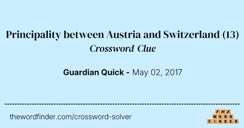 Principality between Austria and Switzerland crossword clue image