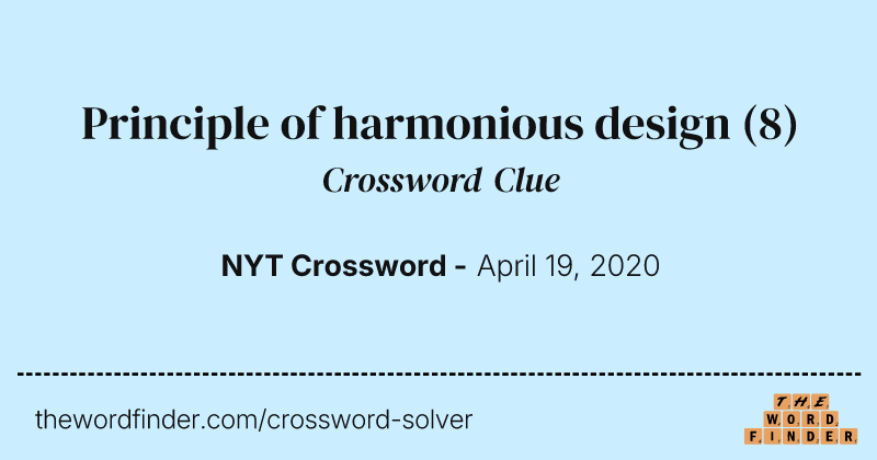 Principle of harmonious design crossword clue image