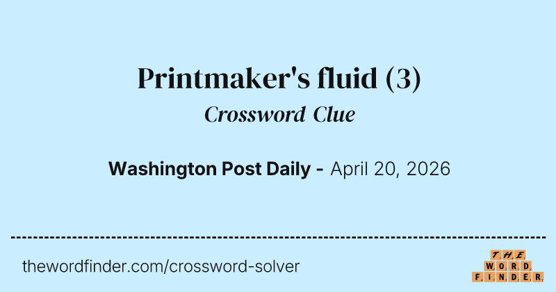 Printmaker's fluid crossword clue image