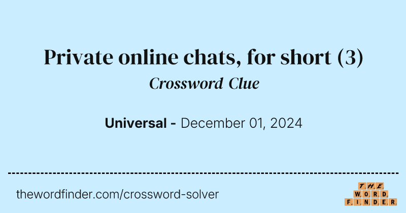 Private online chats, for short crossword clue image