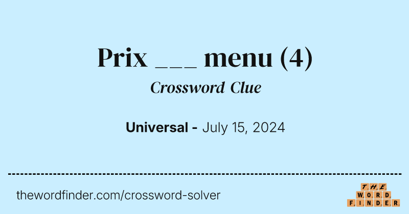 Prix ___ menu crossword clue image