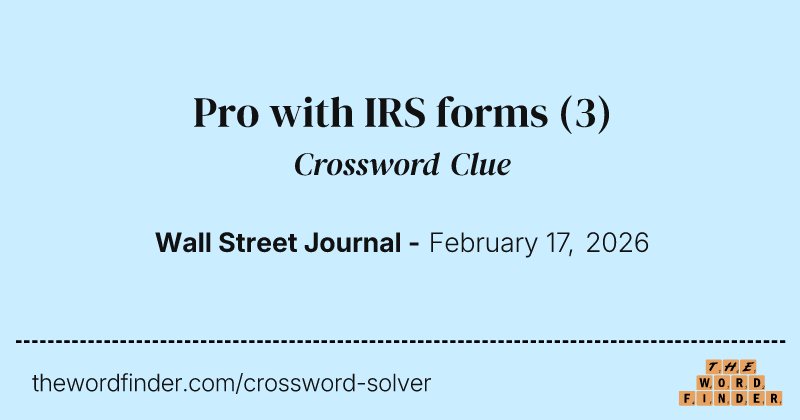 Pro with IRS forms crossword clue image