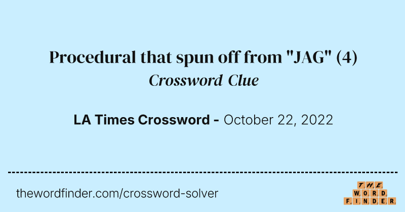 Procedural that spun off from "JAG" crossword clue image
