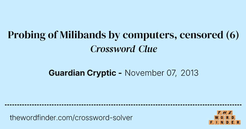 Probing of Milibands by computers, censored crossword clue image