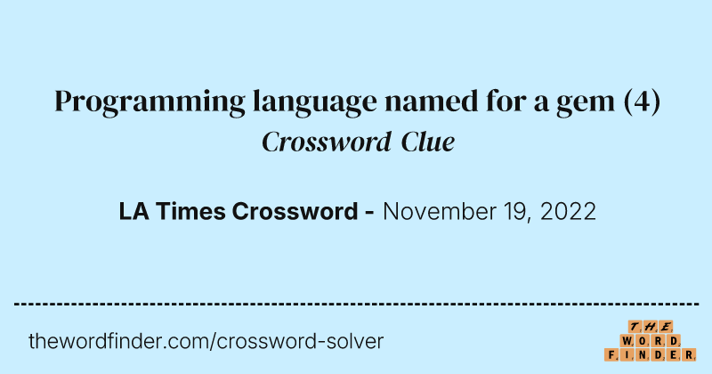 Programming language named for a gem crossword clue image