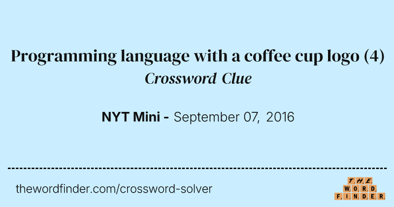 Programming language with a coffee cup logo crossword clue image