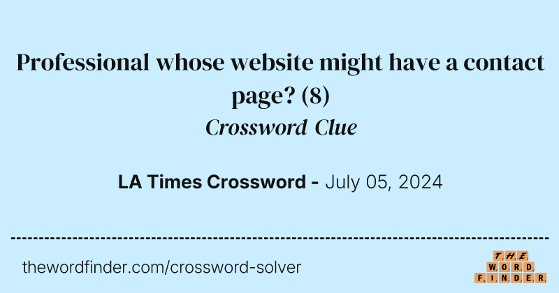 Professional whose website might have a contact page? crossword clue image