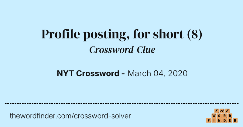 Profile posting, for short crossword clue image