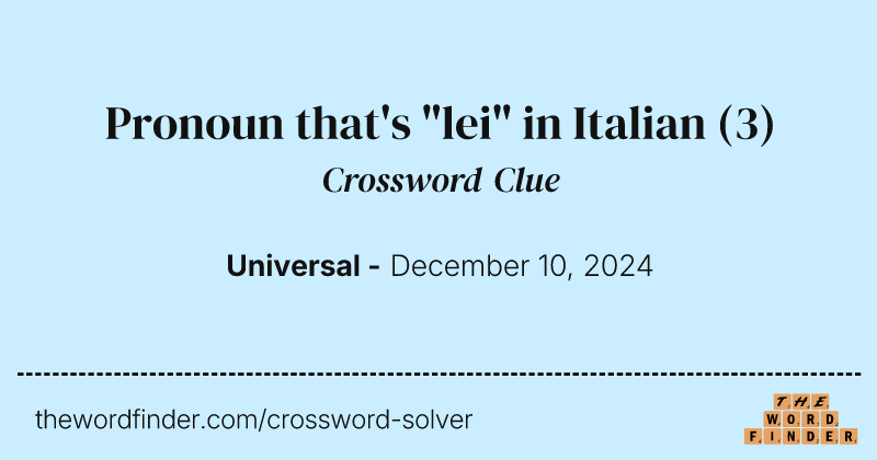 Pronoun that's "lei" in Italian crossword clue image