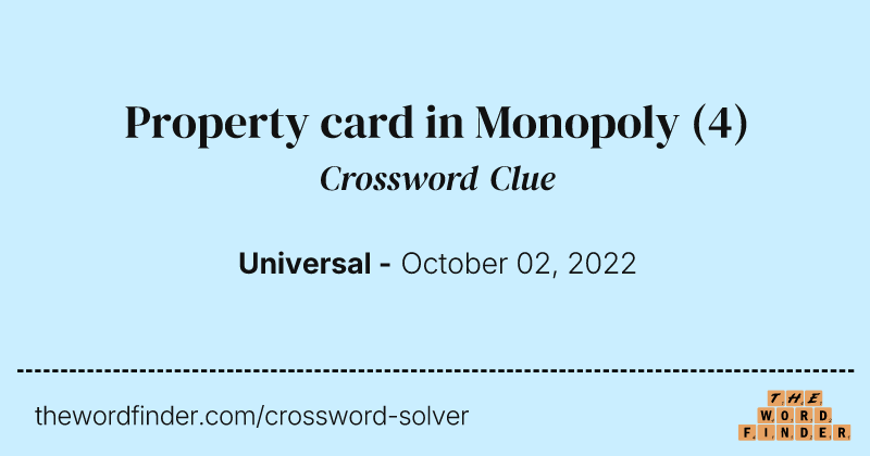 Property card in Monopoly crossword clue image