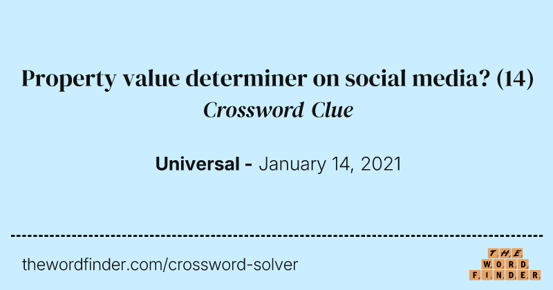 Property value determiner on social media? crossword clue image
