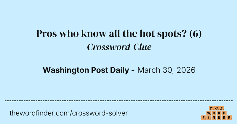 Pros who know all the hot spots? crossword clue image