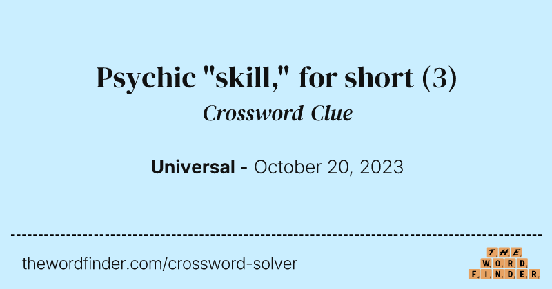 Psychic "skill," for short crossword clue image