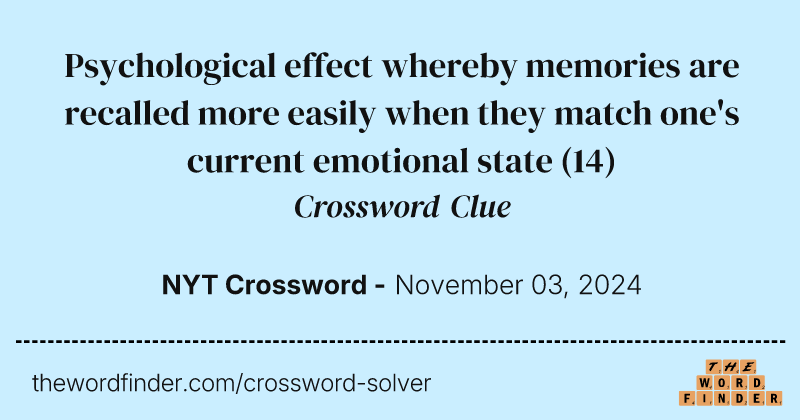 Psychological effect whereby memories are recalled more easily when they match one's current emotional state crossword clue image
