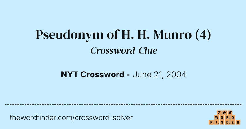 Pseudonym of H. H. Munro crossword clue image