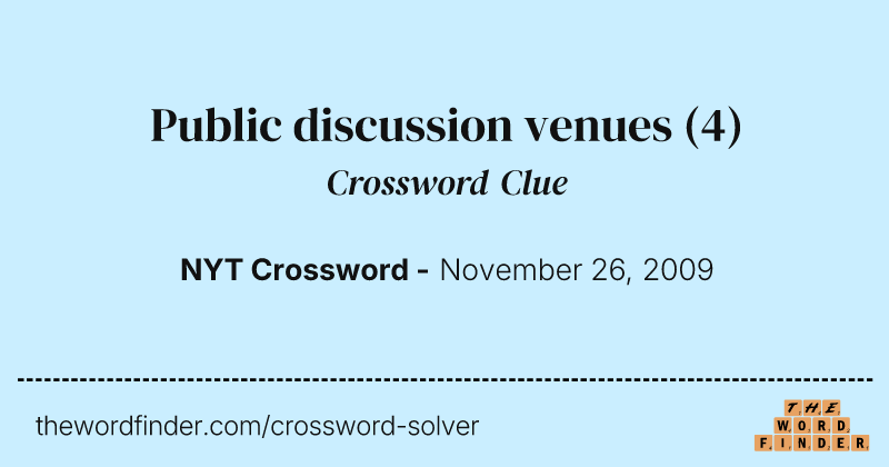 Public discussion venues crossword clue image