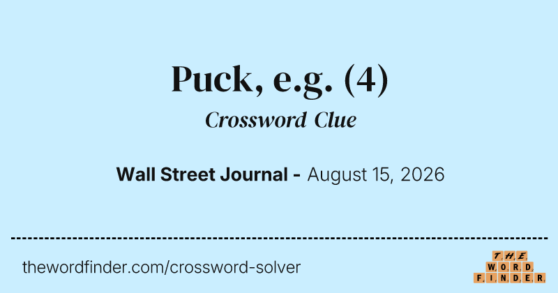 Puck, e.g. crossword clue image