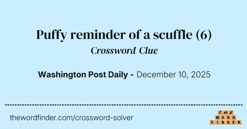 Puffy reminder of a scuffle crossword clue image