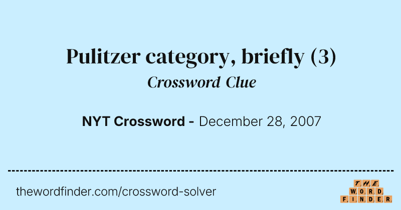Pulitzer category, briefly crossword clue image