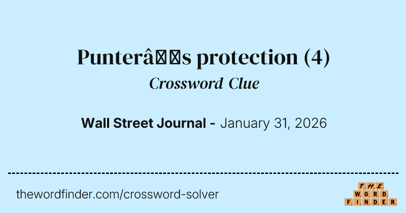 Punter’s protection crossword clue image