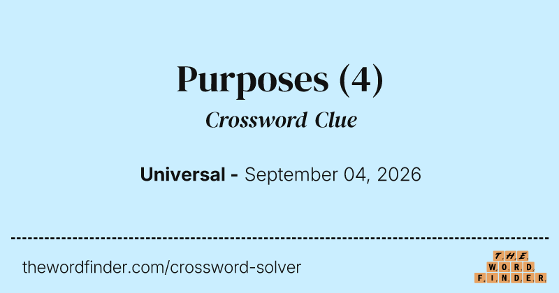 Purposes crossword clue image