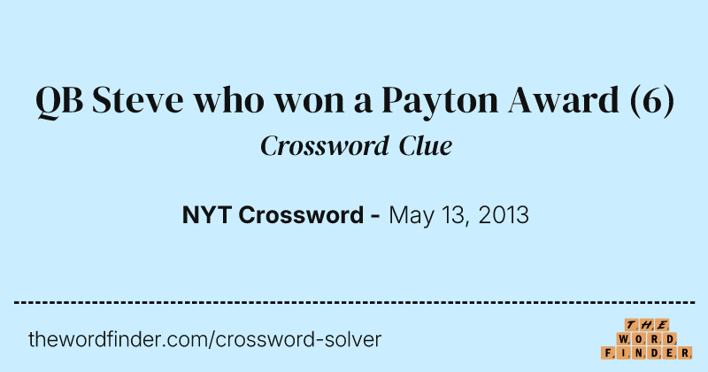 QB Steve who won a Payton Award crossword clue image