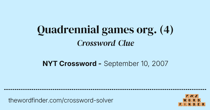 Quadrennial games org. crossword clue image