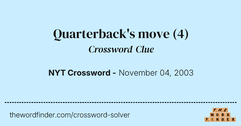 Quarterback's move crossword clue image