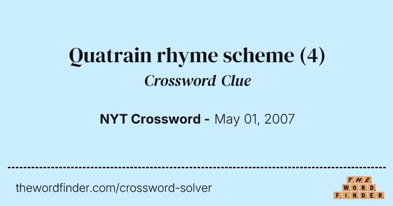 Quatrain rhyme scheme crossword clue image